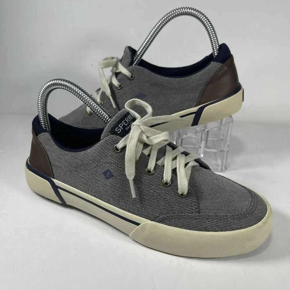 Sperry Top-Sider Men's Gray Textile Canvas Sneakers - Size 4M / EU 36